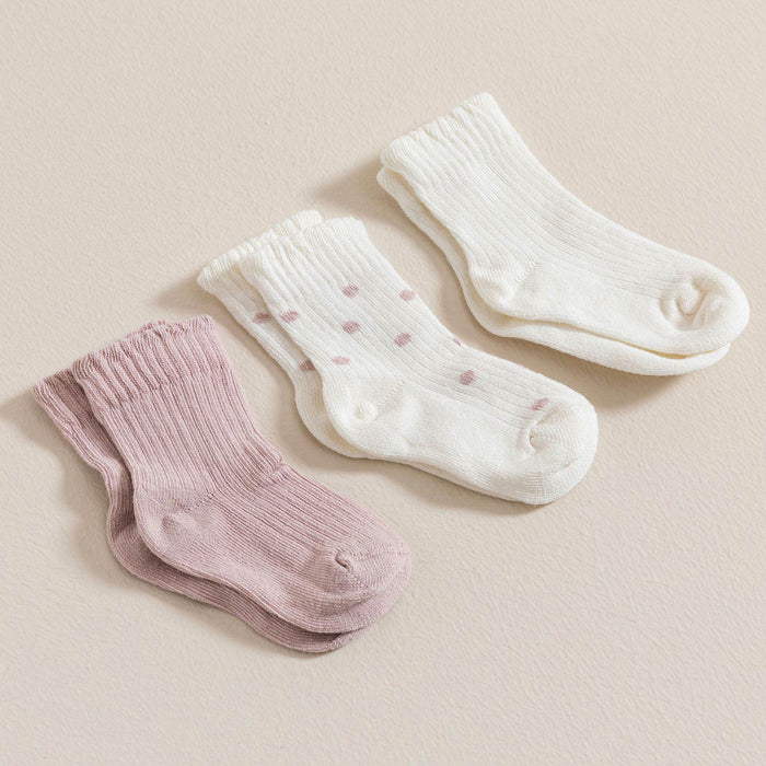 Triko 3 Pcs Ruffled Socks Ecru