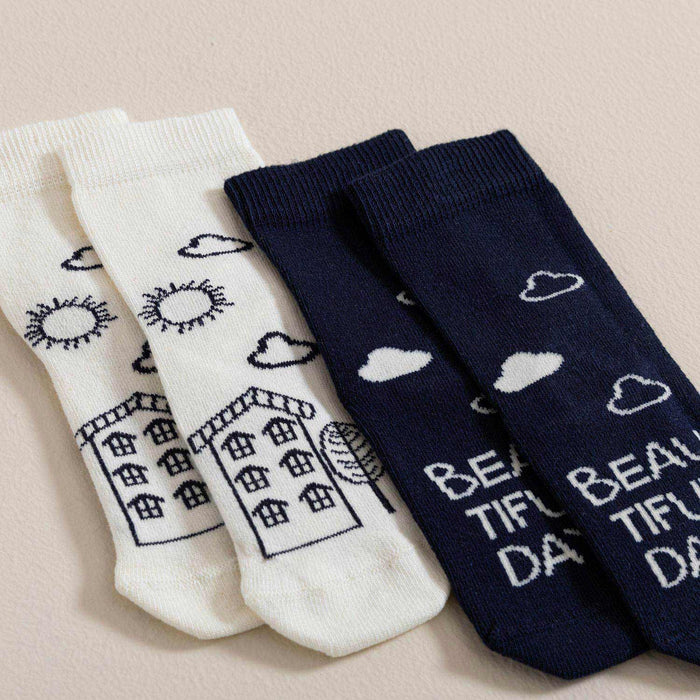 Tiny House 2 Pcs Socks Ecru