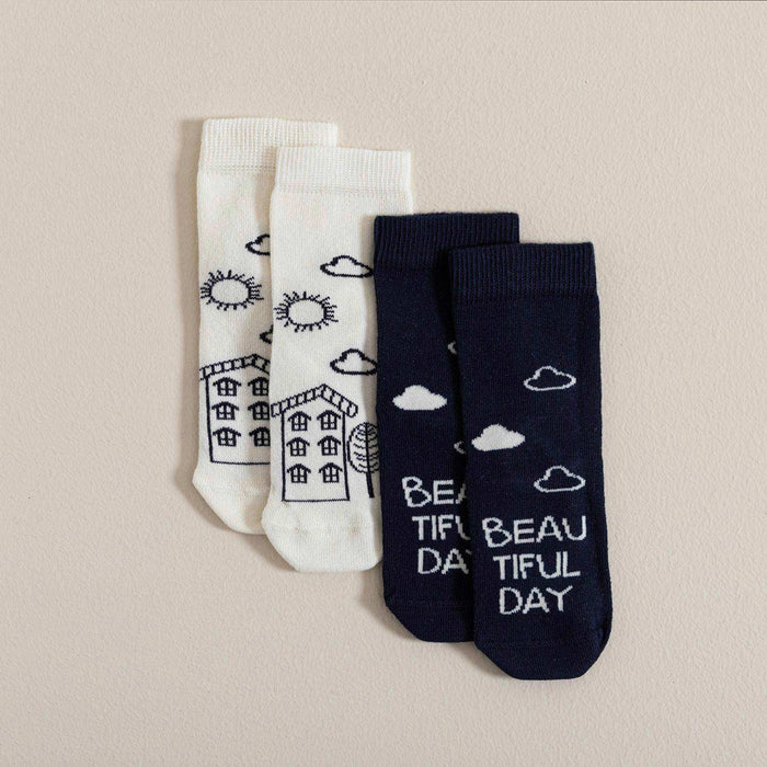 Tiny House 2 Pcs Socks Navy Blue