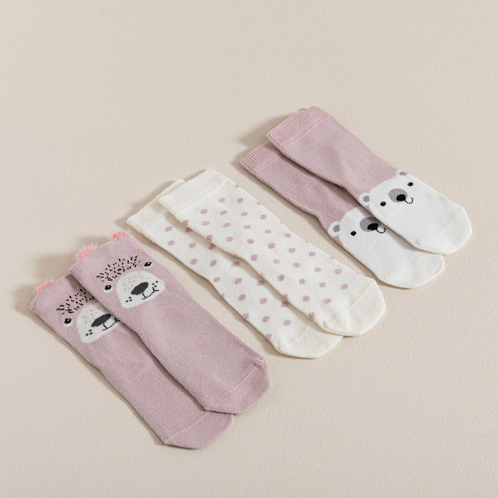 Nordic 3 Pcs Girl Socks Powder