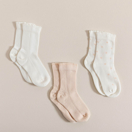 Party 3 Pcs Ruffled Socks Beige