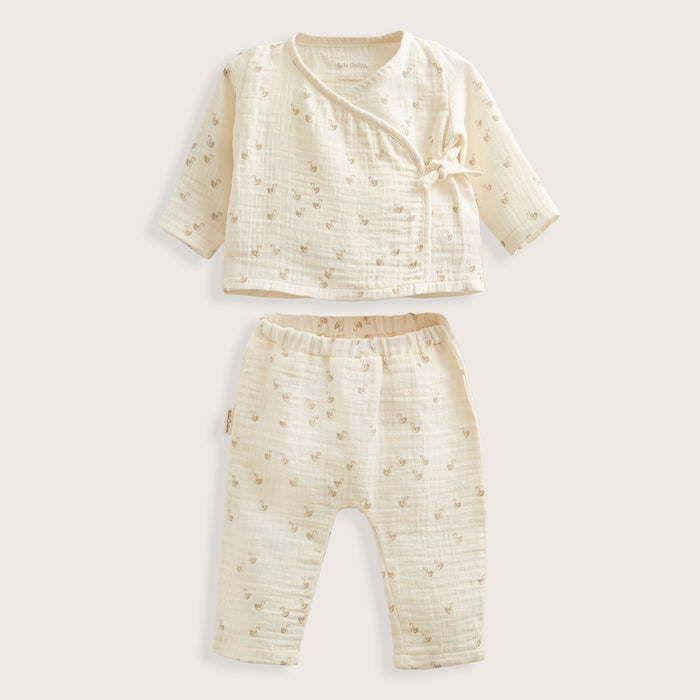 Little Swan Newborn Kimono&Bottom Set Ecru