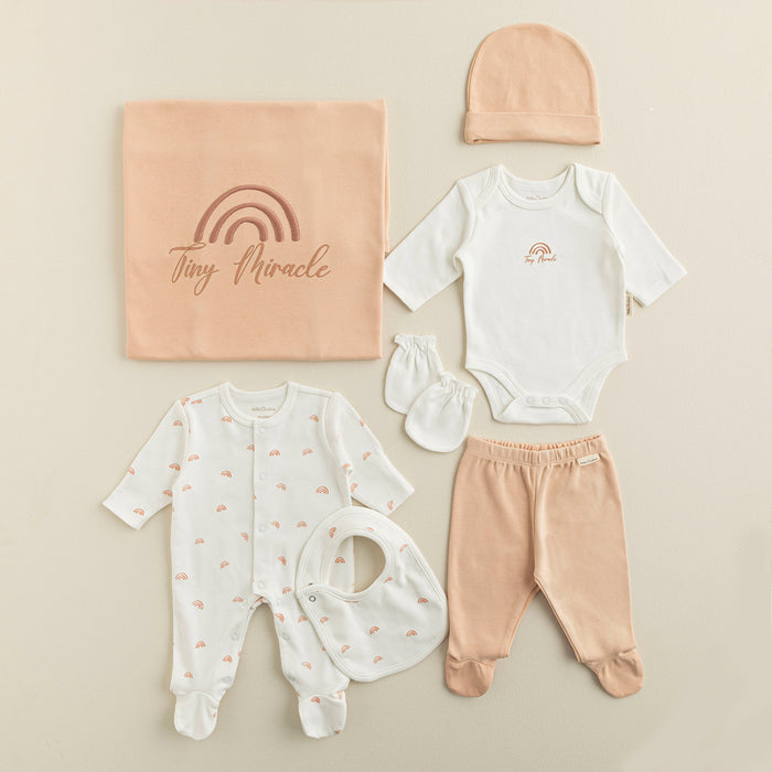 Rainbow Newborn 7 Pcs Gift Set (50cm) Ecru/Salmon