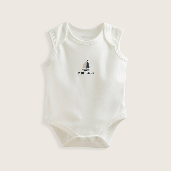 Marine Newborn Sleeveless Body Ecru