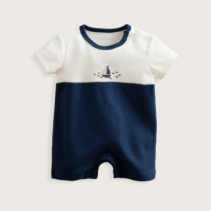 Marine Newborn Short Jumpsuit Ecru