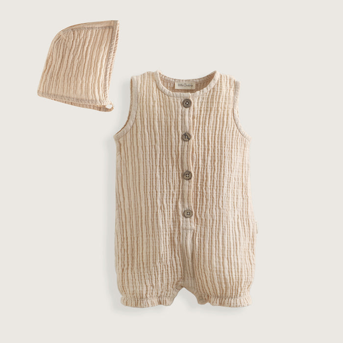 Picnic Jumpsuit&Hat Set Beige