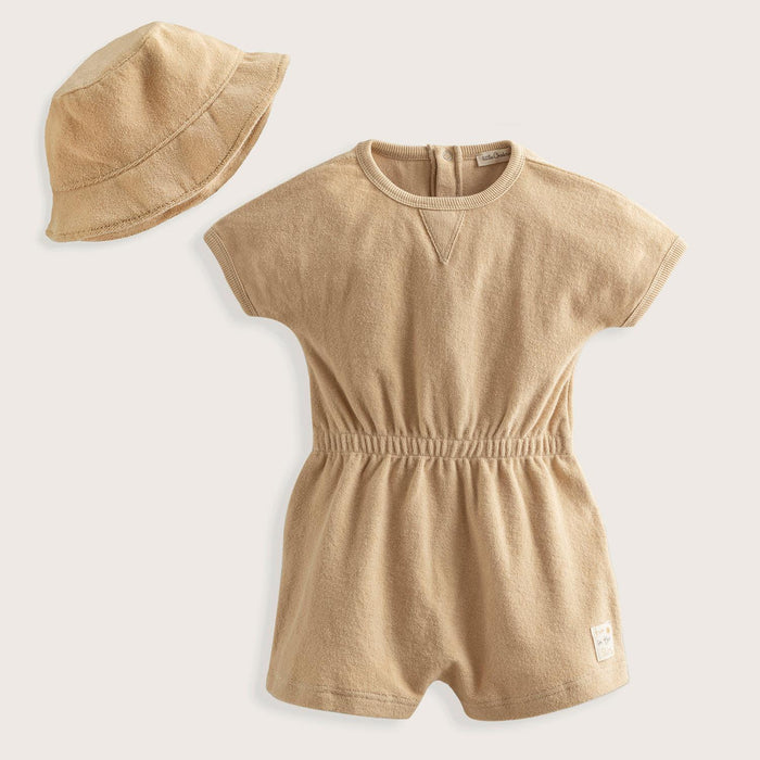 Golde Hour Short Jumpsuit&Hat Set Cream