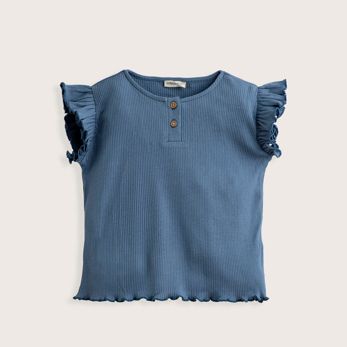 Marine Ruffled Tshirt Blue