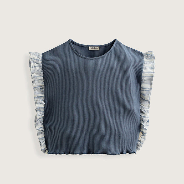 Marine Ruffled Blouse Blue