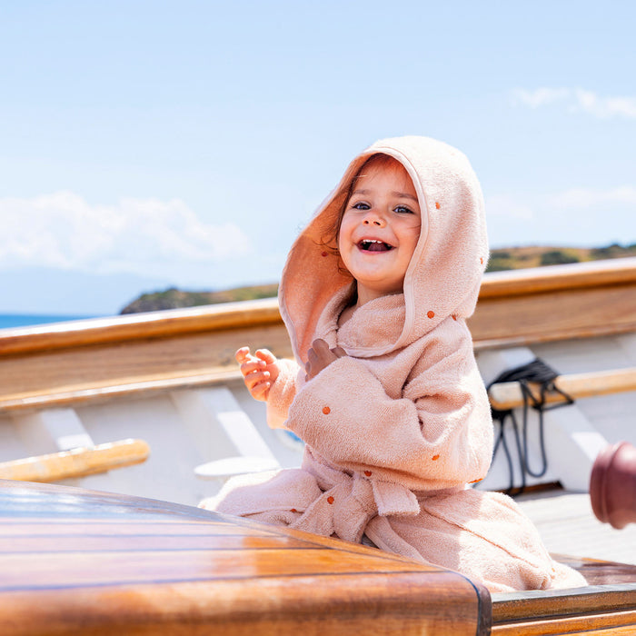 Rainbow Bathrobe With Hoodie Salmon