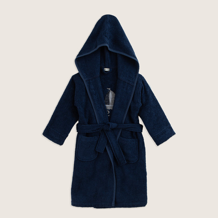 Marine Bathrobe With Hoodie Navy Blue