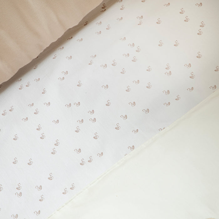 Little Swan Duvet Cover Set Ecru-Mink
