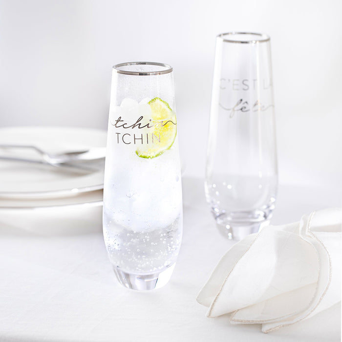 Festa Drinking Glass 2 TRANSPARENT/SILVER