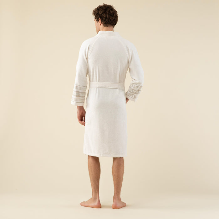 Derin Unisex Bathrobe Ecru/Green