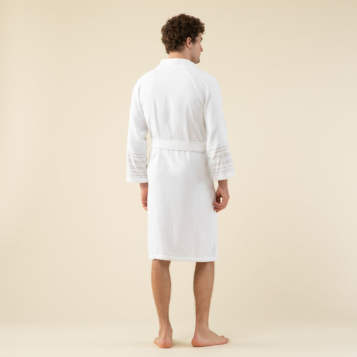 Derin Unisex Bathrobe White/Light Blue