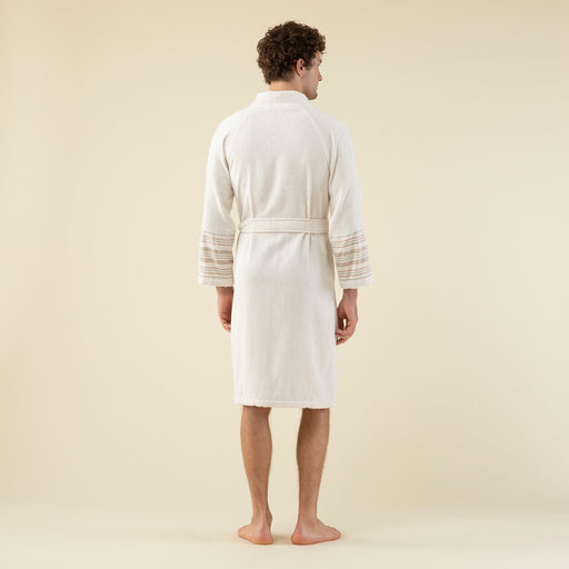 Derin Unisex Bathrobe Ecru/Mango