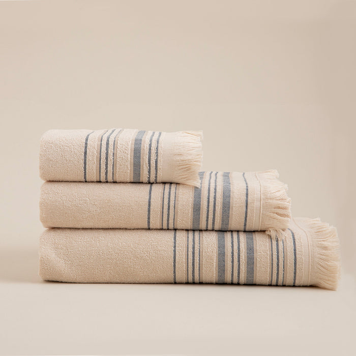 Derin Hand Towel 30x50 cm BEIGE/DARK BLUE