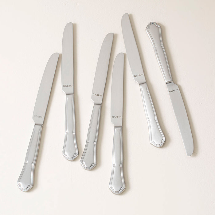 ornea Satın Mat Set Of 6 Knife Silver