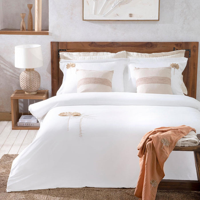 Palm Tree Duvet Cover Set King Size 230x220 cm Ecru
