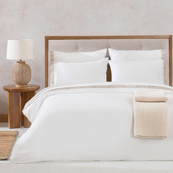Nervure Duvet Cover Set Double Size 200x220 cm Ecru