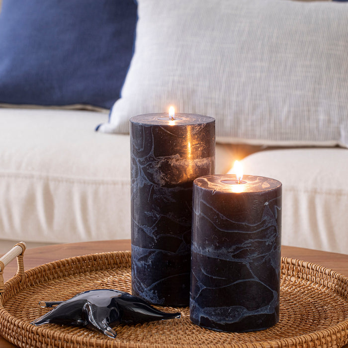 Marblo Pillar Candle 10 x 10 cm Navy Blue