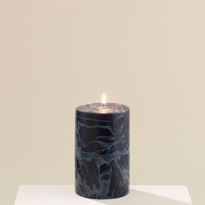 Marblo Pillar Candle 10 x 15 cm Navy Blue