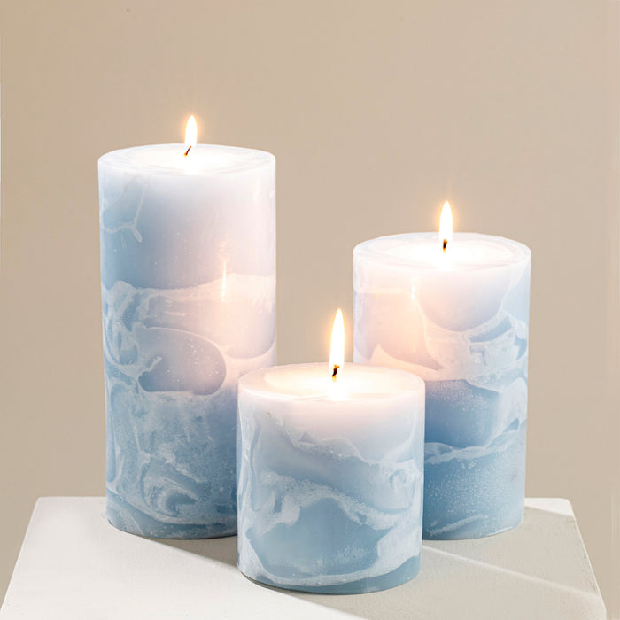 Marblo Pillar Candle 10 x 15 cm Blue