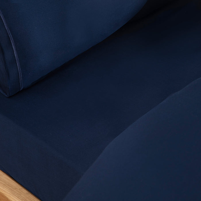 Bamboo Duvet Cover Set King Size 230x220 cm MARINE BLUE