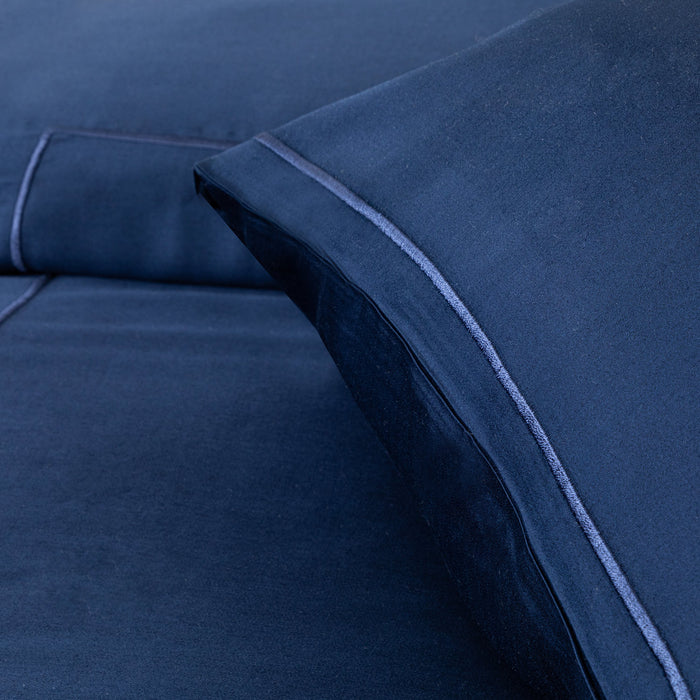 Bamboo Duvet Cover Set King Size 230x220 cm MARINE BLUE