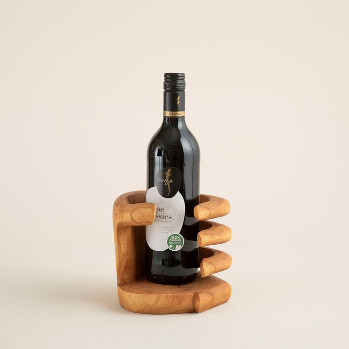 Wooden Hand Wine Holder Natural