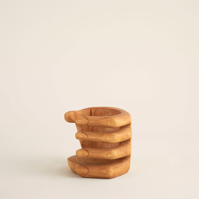 Wooden Hand Wine Holder Natural