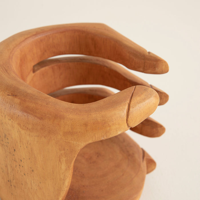 Wooden Hand Wine Holder Natural