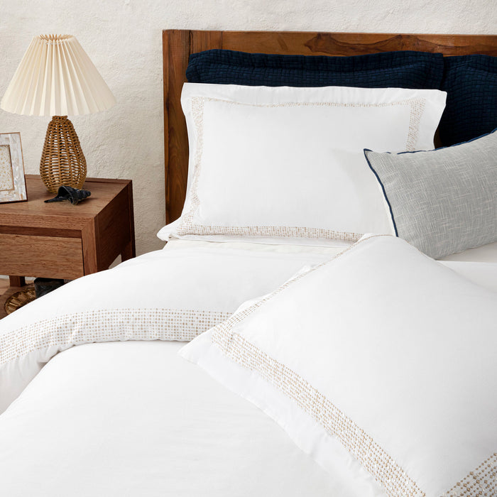 Shine Duvet Cover Set Double Size 200x220 cm Beyaz-Beige