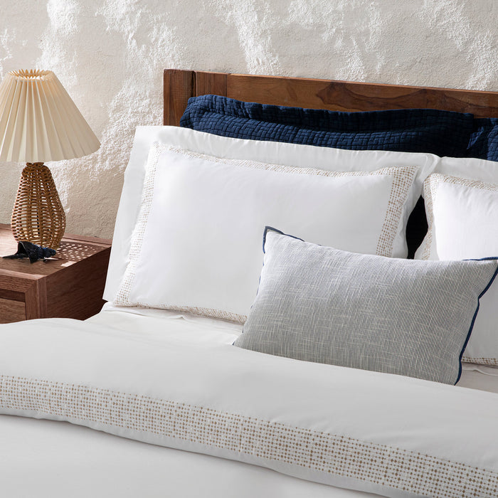 Shine Duvet Cover Set Double Size 200x220 cm Beyaz-Beige