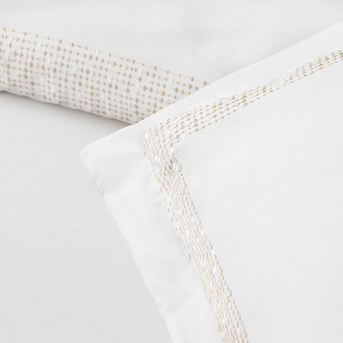 Shine Duvet Cover Set Double Size 200x220 cm Beyaz-Beige