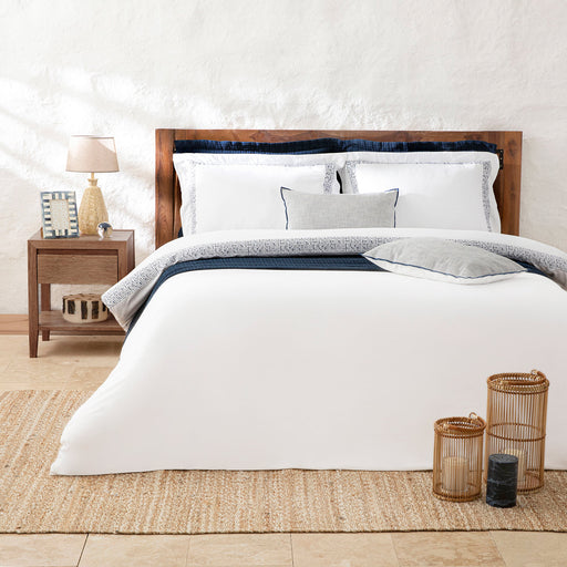 Shine Duvet Cover Set King Size 230x220 cm WHITE/MARINE BLUE