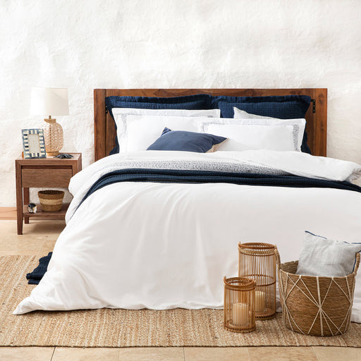 Shine Duvet Cover Set King Size 230x220 cm WHITE/MARINE BLUE