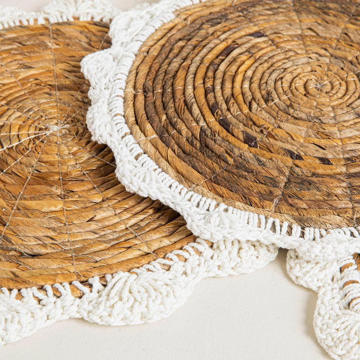 Island 4 Pcs Round Placemat White-Natural