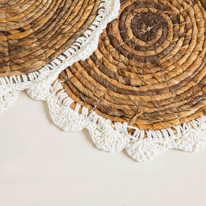 Island 4 Pcs Round Placemat White-Natural