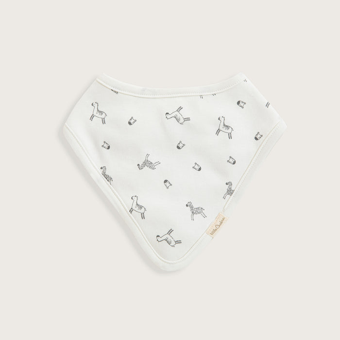 Grey Zebra Newborn Bib Ecru