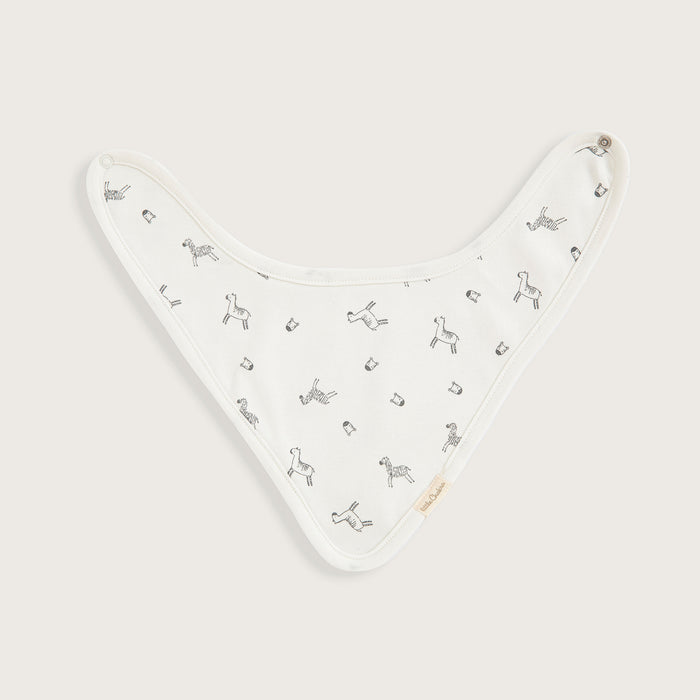 Grey Zebra Newborn Bib Ecru