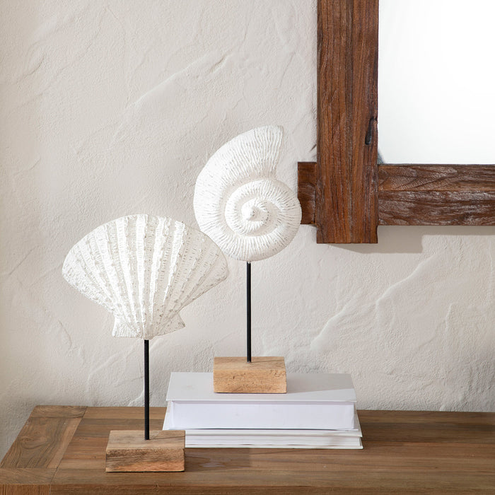 Bangka Shell Decorative Object On Stand White