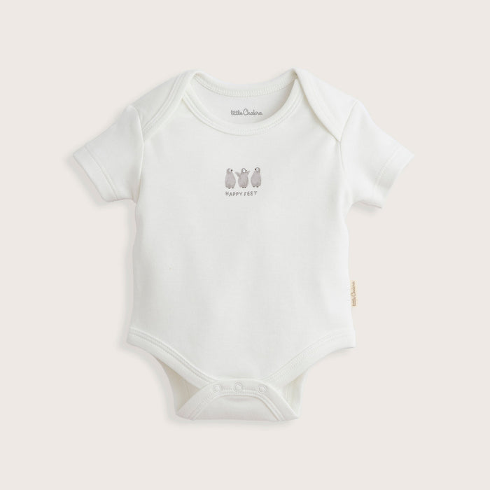 Happy Feet Newborn Short Sleeve Body Ecru