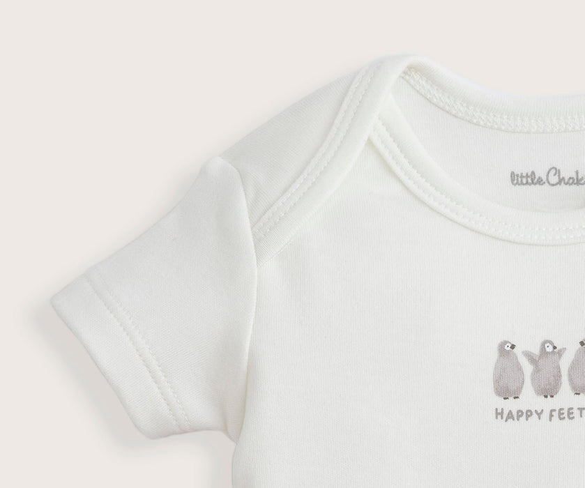 Happy Feet Newborn Short Sleeve Body Ecru