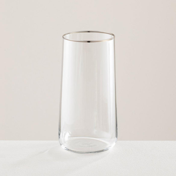 Cool Soft Drink Glass Silver Rim Silver