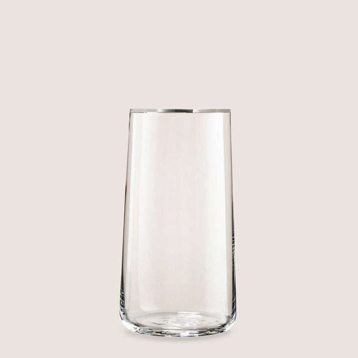 Cool Soft Drink Glass Silver Rim Silver