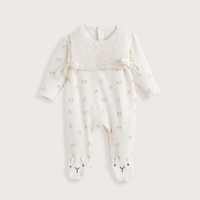 Wool Lamb Newborn Jumpsuit Vanilla