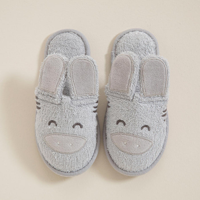 Grey Zebra Bath Slippers Grey