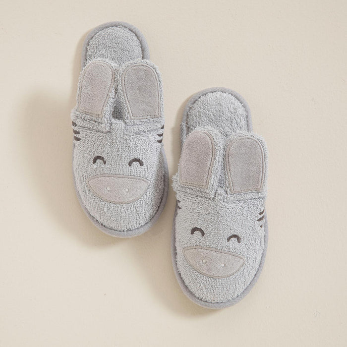 Grey Zebra Bath Slippers Grey