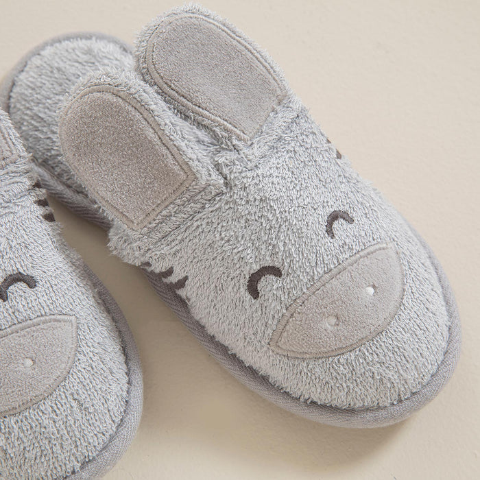 Grey Zebra Bath Slippers Grey